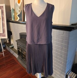 AllSaints Taya Pleated Sleeveless Relaxed Fit Cocktail Party Dress Gray Size 2